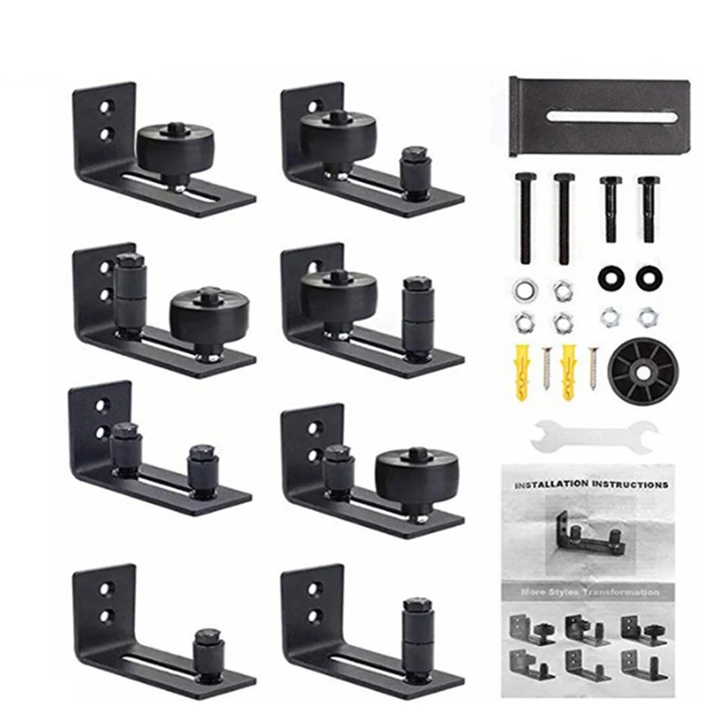 

8 in 1 Sliding Door Slides Rails Barn Door Floor Guide Stay Roller for Bottom Adjustable Roller Flush Design Door Hardware