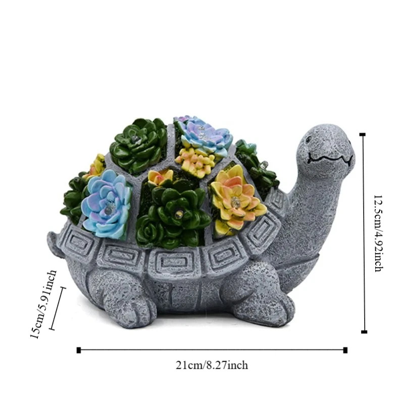 الإبداعية الشمسية السلاحف حديقة التماثيل تعمل بالطاقة الشمسية لطيف أضواء LED الشمسية حديقة تمثال للماء 7 أضواء LED