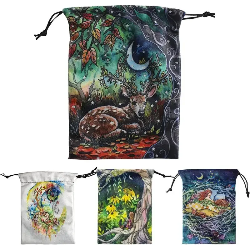 Tarot Bag Animal Print Tarot Card Bag with Drawstring Color Double Sided Gift Pouch Portable Bags for Tarot Cards