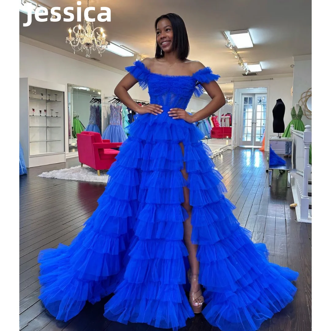 

Jessica Royal Blue Dresses Handmade Tulle Multi-layer Graduate Prom Dresses Wedding Party Dressese 2024Vestidos De Noche