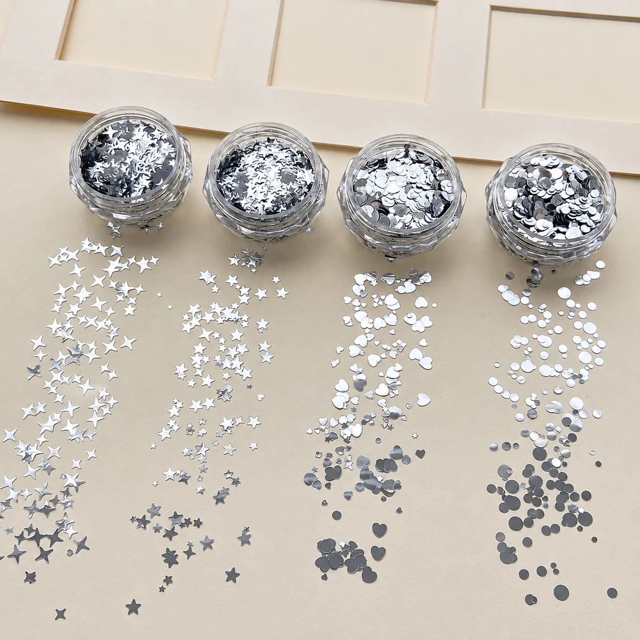Paillettes argentées pour ongles, mélange de paillettes en forme d'étoile, de cœur et de flocons ronds, brillantes et métalliques, fournitures de décoration pour manucure DIY