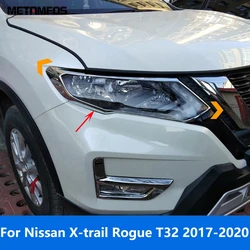 For Nissan X-trail X trail Rogue T32 2017 2018 2019 2020 Chrome Front Head Light Lamp Cover Trim Headlight Protector Accessories