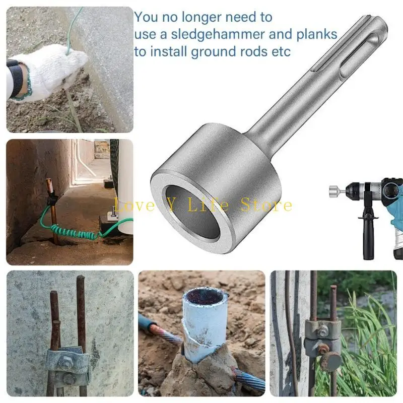 L74C Ground Rod Driver Heavy Duty Steel Drill Bit Driver Ground Rod Bits Socket for Rotary Hammer Drill Grounding Rods