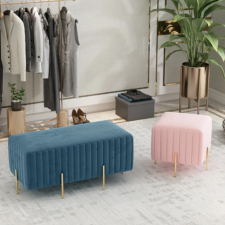 Shoe changing low stool at the entrance hotel living room bench sofa stool clothing store cloakroom shoe stool storage cushion