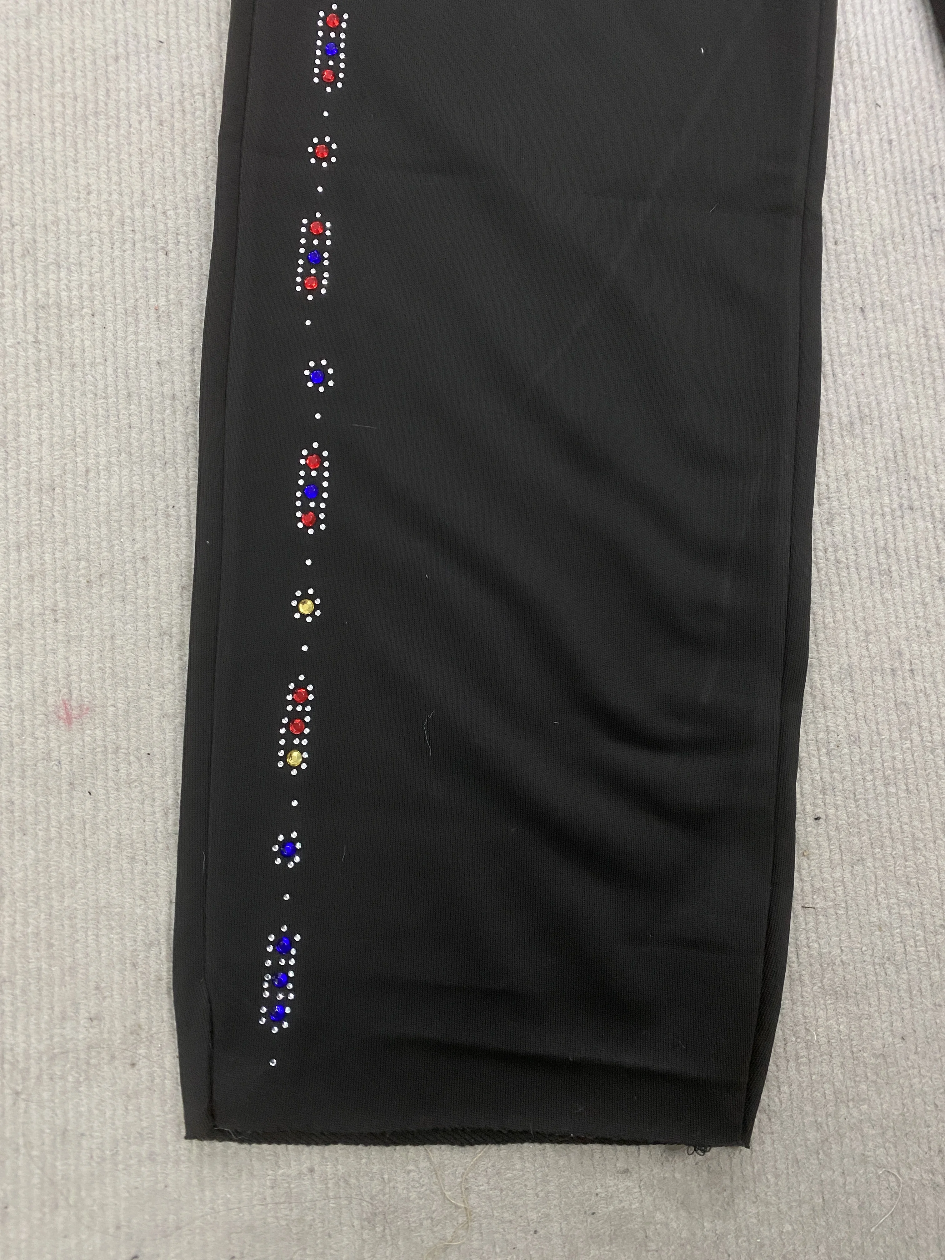 Y2K Streetwear Waist Drawstring Colorful Rhinestone Cursive Logo Dual Side Vertical Gem Strip Loose Straight Track Pants - view 5