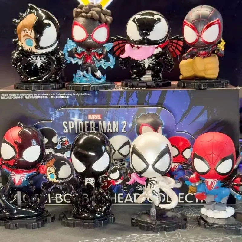 New Marvel Spider-Man 2 Peter Parker Venom Cosbi Bobble-Head Figures Blind Box Exclusive Collect Model Toys Kids Birthday Gifts