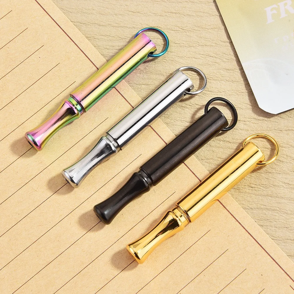 1Pc Multicolor Titanium Steel Breathing Whistle Necklace with Replaceable Cotton Core Yoga Meditation Jewelry for Stress Relief