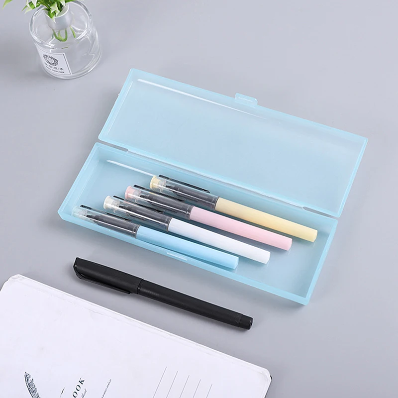 Pencil Case Korean Stationery Transparent Light Color Pencilcase For Girls Makeup Brush Chopsticks Eyebrow Pencil Storage Box