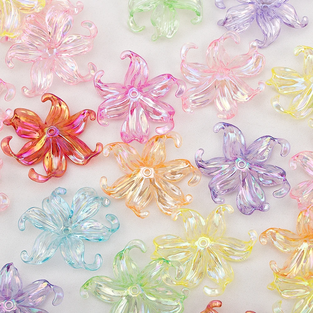 20pcs 40x45mm Multicolor Acrylic Petal Transparent Flower Beads DIY Bracelets Necklaces Keychain Accessories for Jewelry Making image 5