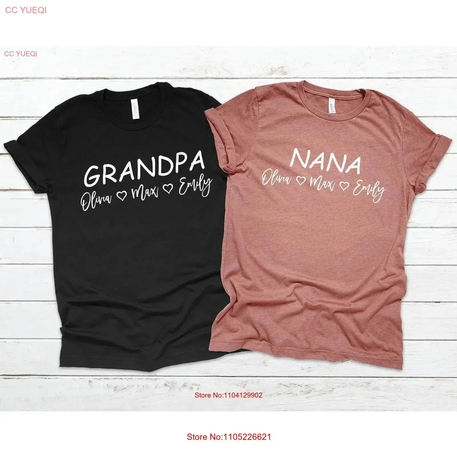 Grandma Grandpa T Shirt With Grandkids Names Grandad Nana Great Grandparents customised Personalized vintage Washed fashion