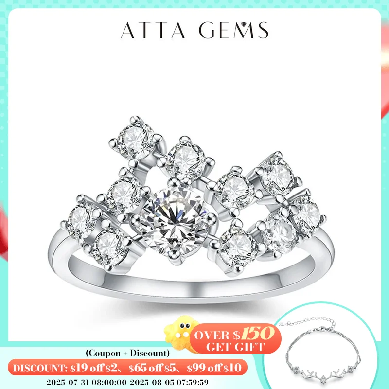 

ATTAGEMS Moissanite Ring D Color 1.5ct Excellent Round Shape 5mm 925 18K Real Engagement Wedding Rings For Women Fine Jewelry