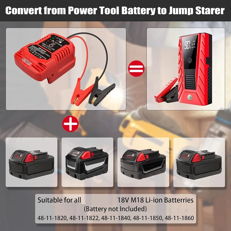 Y51A-Jumper Cables Jump Kit For Milwaukee M18 18V,11AWG Cable 18V Power Battery,Jump Starting Adapter Auto Booster Cable