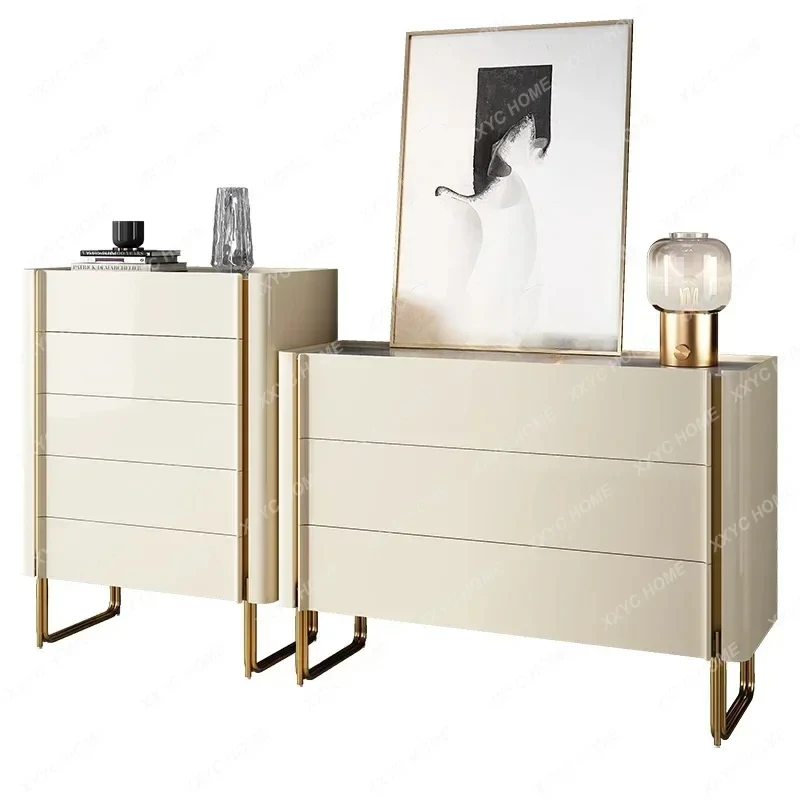 Modern Light Luxury Chest of Drawers Simple Bedroom Storage Six Drawer Cabinet   Storage Three Bucket Side Cabinet Furniture