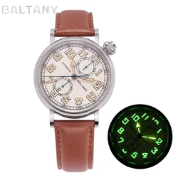 Baltany Latest Vintage Wristwatch S6047 A7 1935 Avigating Homage Polit Watch Cockeyed Dial Complete Calendar 9122 Automatic