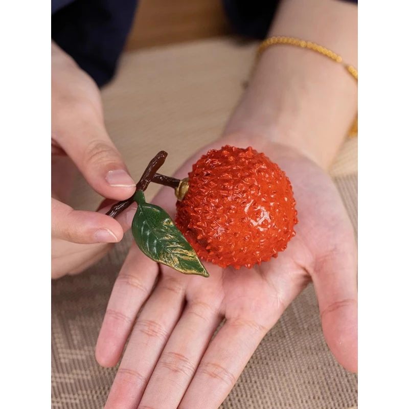Happy Bonus Copper Lychee Ornaments Living Room Desktop Decorations Lychee Tea Ornaments Tea