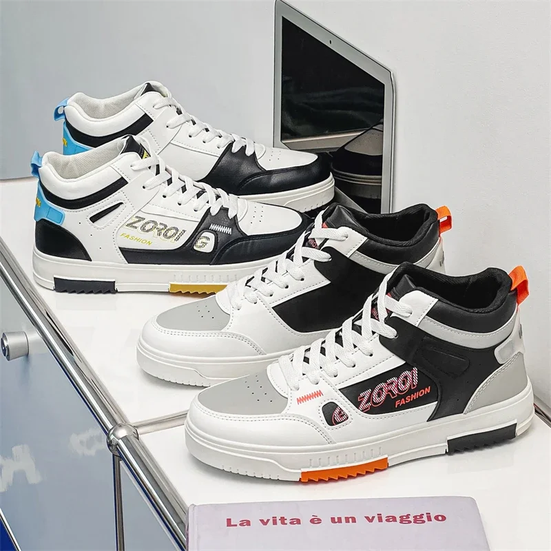 

High Top Casual Board Summer Versatile Trendy Sporty White Shoes 2025 New Comfortable Men's Trendy Shoes Men Mid Student