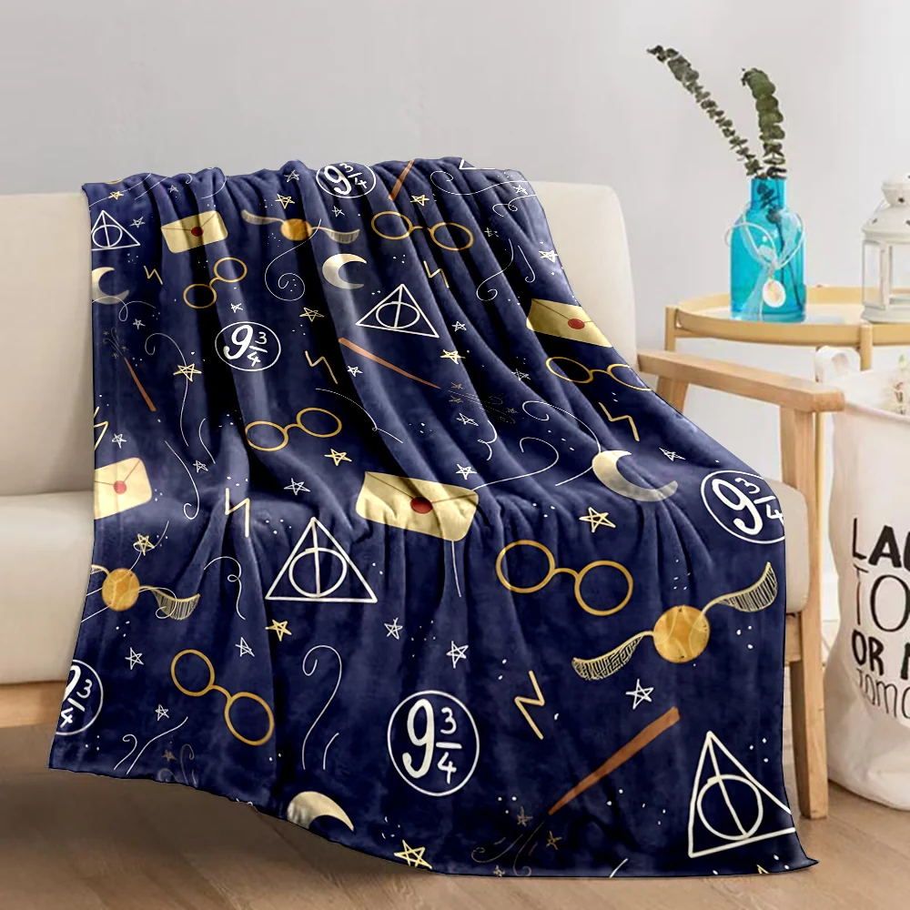 1PC Cartoon Harry Potter Magic Tools Printed Blanket for Home Travel Sofa Soft and Comfortable Blanket for Adults and Kids Gifts