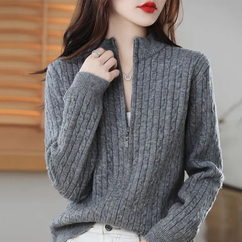 

Winter Women Sweater Knitted Cardigan Oversize Girls Sweater Woman Cashmere Pullover Tops Long Sleeve Maxi Vintage Thick V127
