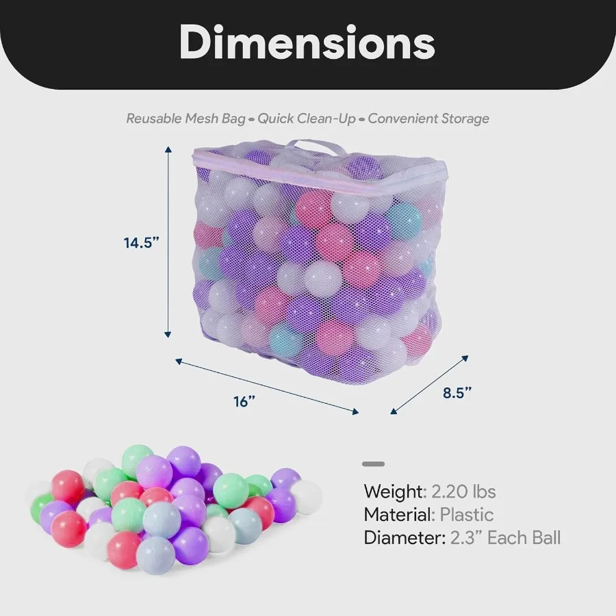 Ensemble de jouets pour balles de fosse, 200 pièces, avec sac réutilisable, couleurs arc-en-ciel ou Pastel, plastique anti-écrasement pour fosses à balles, maisons rebondissantes
