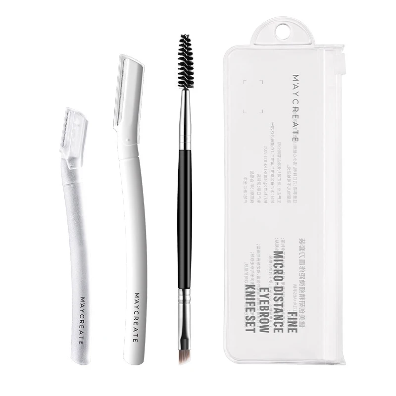 

2Pcs Eyebrow Razors + 1Pc Eyebrow Brush Set, Professional Stainless Steel Facial Hair Remover Tool for Women Beauty Grooming