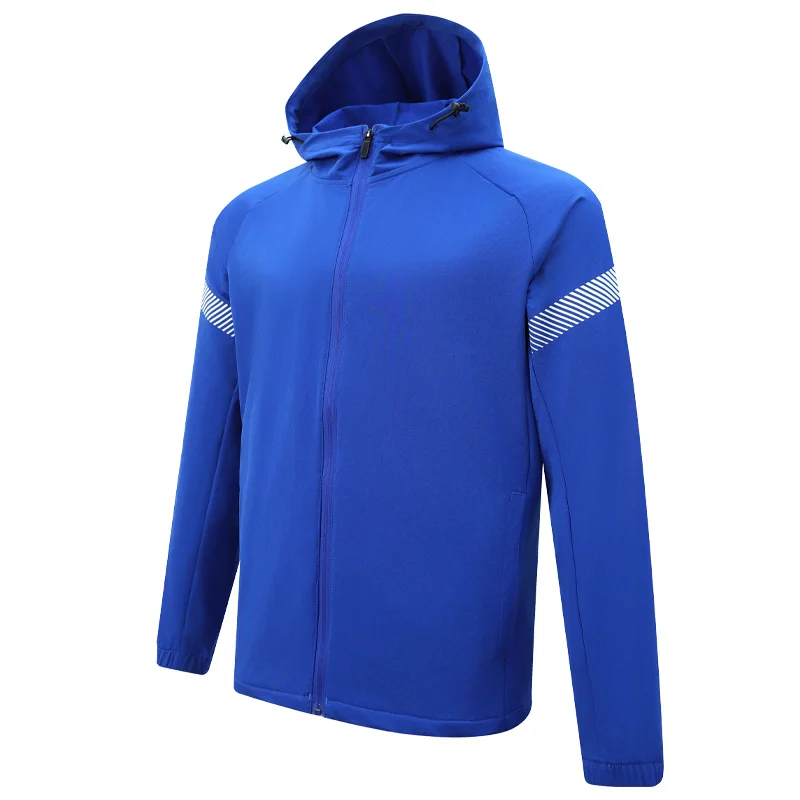 

Man Running Sport Jackets Fitness Jogging Quick Dry Breathable Coats Training Zipper Print Bodybuilding Football Hooded