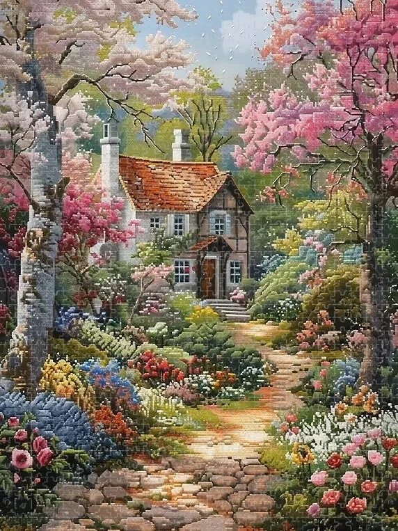 

Пазл для взрослых 75*50 см, 1000 деталей, с изображением домов и цветов, развивающая игрушка, праздничный подарок, идеально подходит для творчества и развлечений своими руками