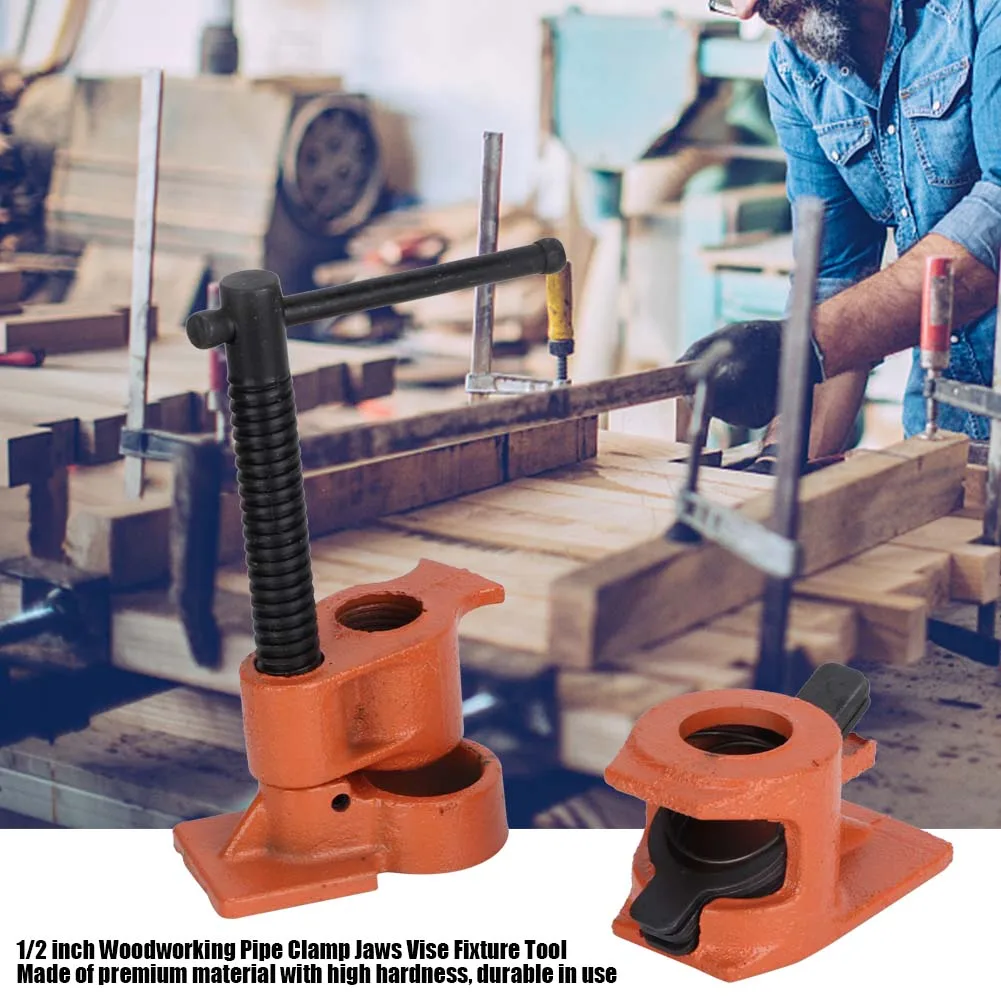 1/2 Inch Pipe Clamp Vise Fixture Set Woodworking Jig Clamp System Heavy Duty Pipe Clamp Vise Woodworking Tool Kit