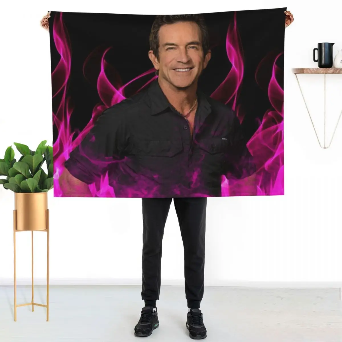 Jeff Probst Survivor Pink Fire Tapestry Throw Blanket Polar Bed covers for winter Moving Decorative Throw Blankets