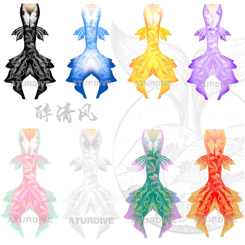 Promotion of Large size Adult Children Professional mermaid fin fishtail aquarium performance clothes Halloween play bikini suit