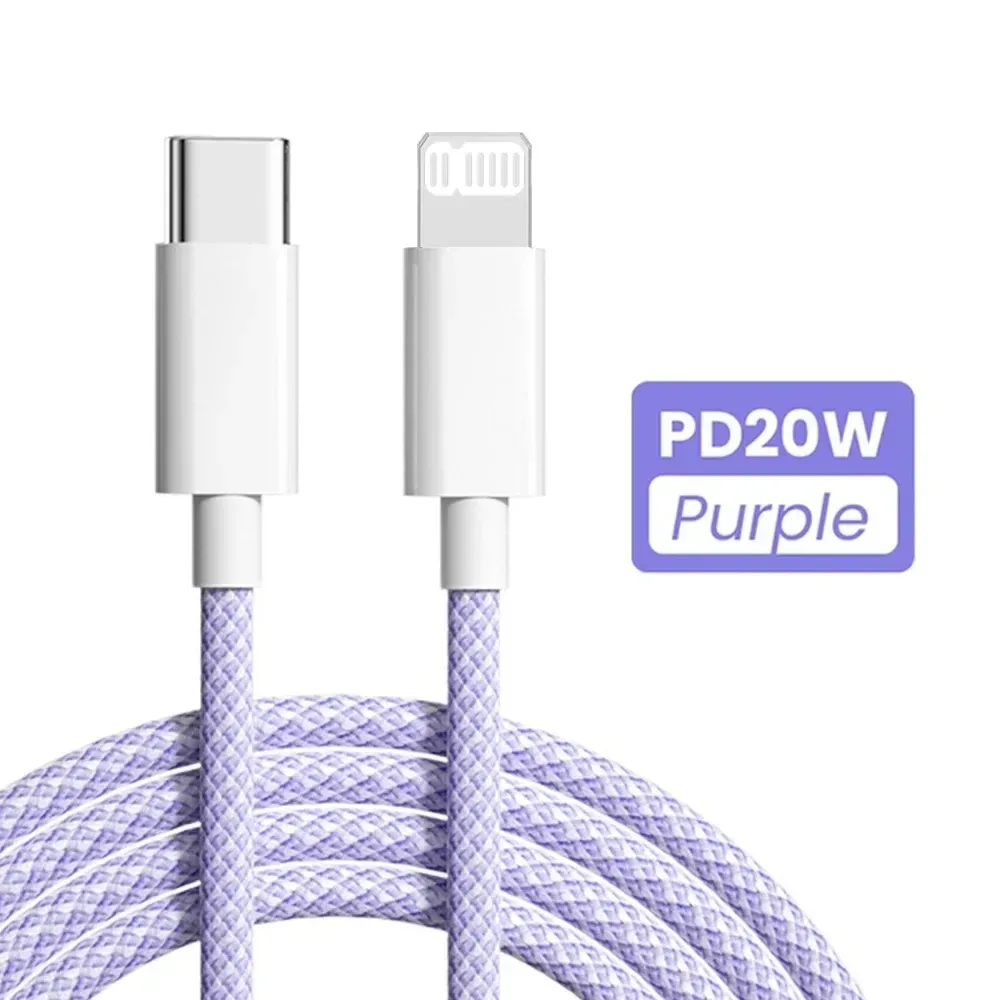 

Type-C to L Multi-Color Braided Cable MFi Certified for iPhone 17/16/15/14 Pro Series MacBook Android Devices, CE/FCC Certified