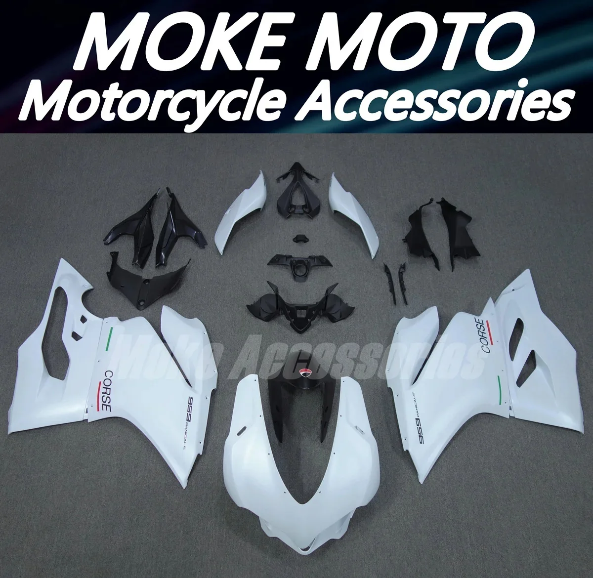 

Moke moto Fairings Kit Fit For 959 1299 Panigale 2015 2016 2017 2018 Bodywork Set Abs High Quality Injection Pearl white New