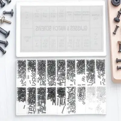 

1000Pcs Glasses Screw Kit Professional Repair Organized Storage for Eyewear and Watch Repair Accessories
