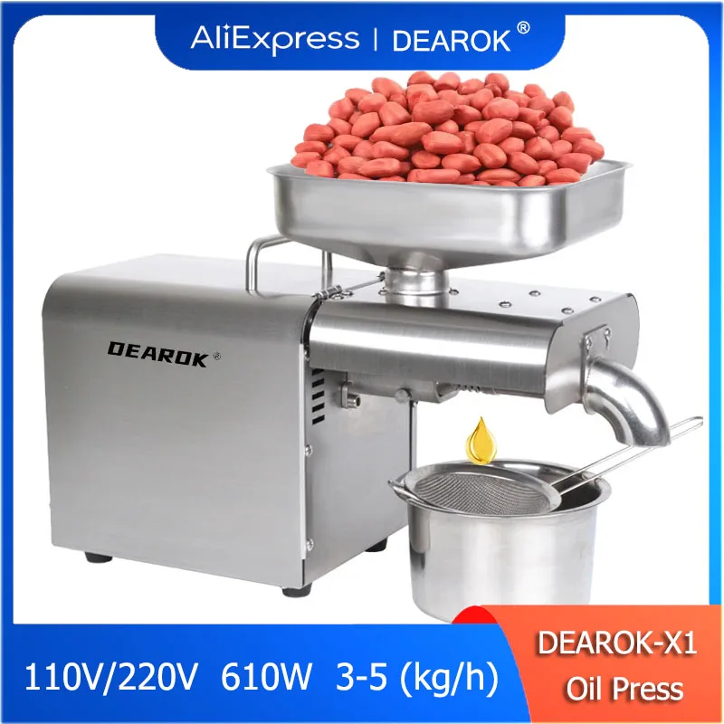 

DEAROK-X1 Oil Press Automatic Household FLaxseed Oil Extractor Peanut Oil Press 110V/220V Cold Press Oil Machine 610W