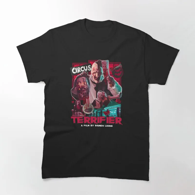 Retro Horror Movie Terrifier Art The Clown Killer Scary Halloween Gift T Shirt Short Sleeve Graphic clothes All size tops S-6XL