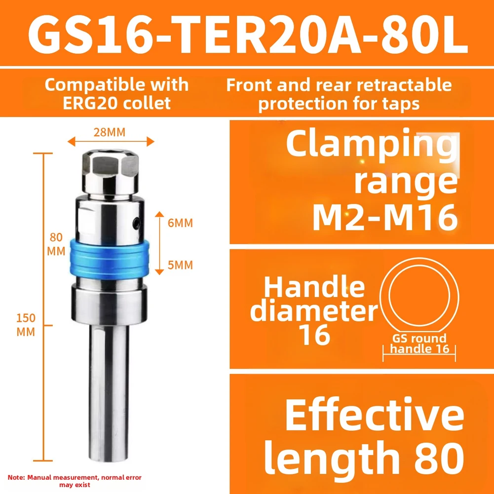 For CNC Floating Tap Chuck Compatible with ER20 ER25 TER20 TER25 Collet Systems and Designed for Stable Thread Accuracy