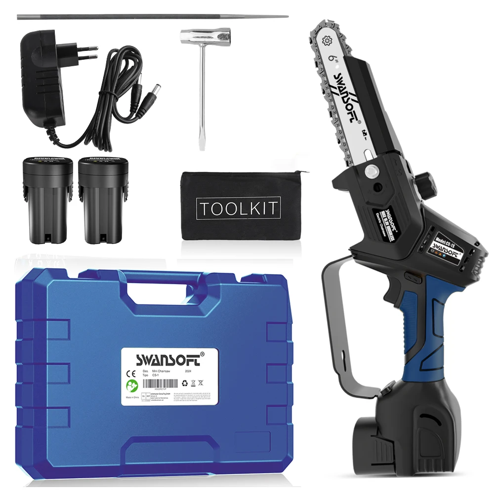 Mini motosierra de 6 pulgadas, motosierra inalámbrica compatible con batería de 16,8 V, motosierra pequeña para recortar árboles
