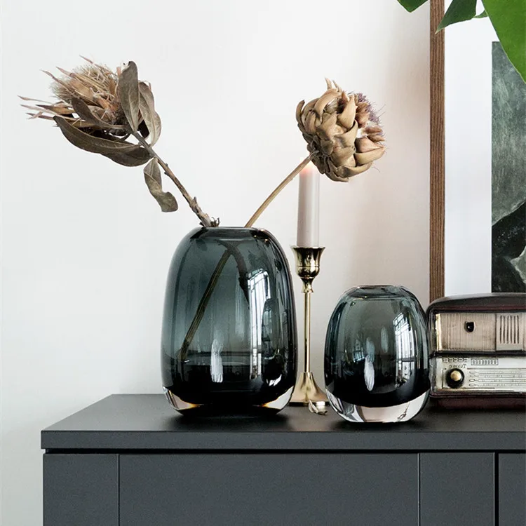 

ins Light luxury thick transparent glass vase decoration hydroponic crafts home decoration ornaments living room decor