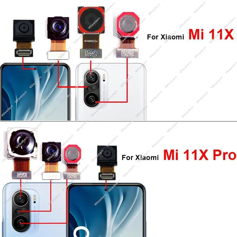 

Модуль передней и задней камеры для Xiaomi Mi 11X Mi11X Pro, запасной гибкий кабель для маленькой фронтальной и основной камеры для селфи