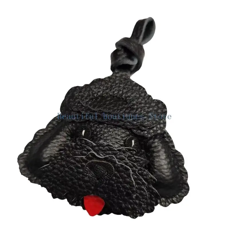 U4LF Lovely Dog Design Keychain For Keys Bags Car Decoration Soft PU Leather Keyring Fashionable Accessory Gift