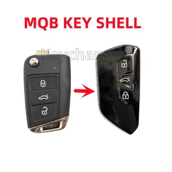 Custodia per chiave auto modificata MQB a 3 pulsanti custodia per telecomando senza chiave custodia stile Golf8 per Golf Tiguan Polo Jetta Skoda Seat Smart Key