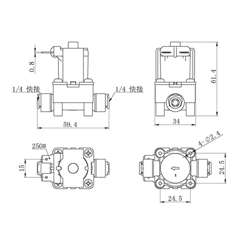 1/4 " DC12V 24V Normally Open Electric Solenoid Valve Magnetic Water Air Inlet Flow Switch Washing Machine Dispenser