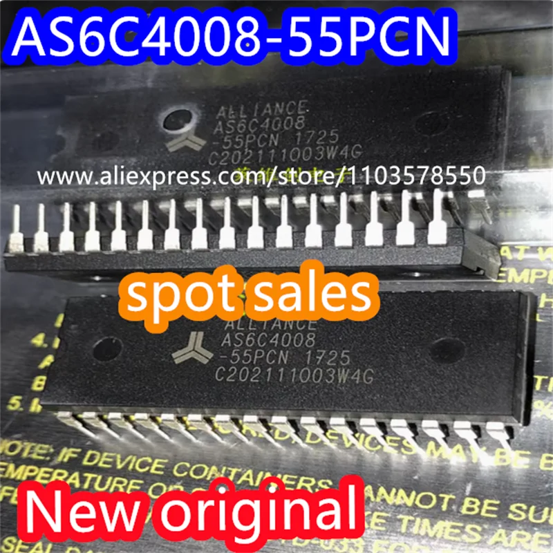 5PCS 100% New original AS6C4008-55PCN AS6C4008 direct insertion DIP32 static random access memory SRAM chip