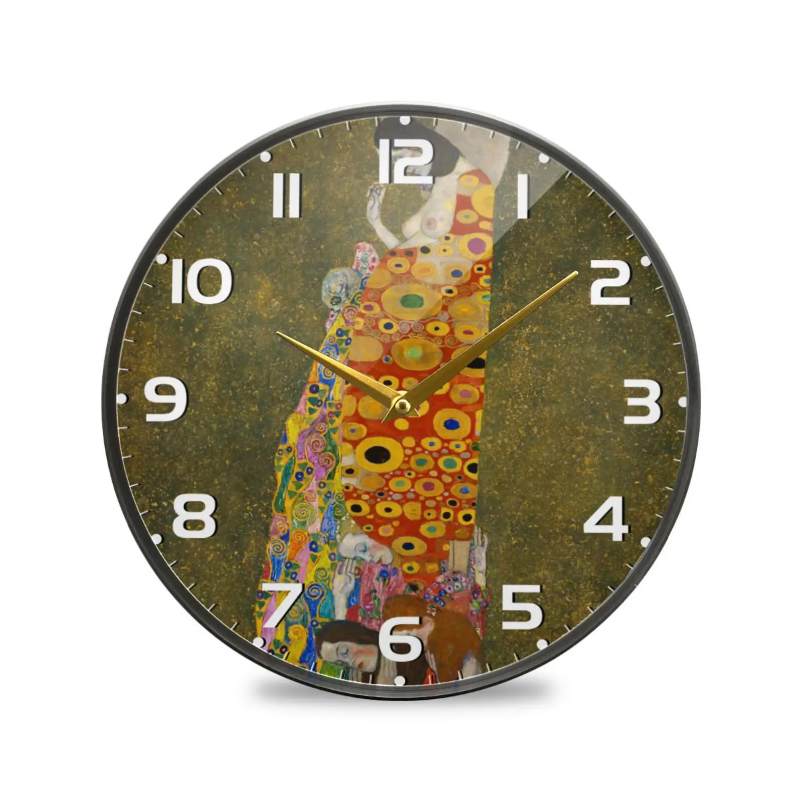 

Gustav Klimt Painting Round Wall Clock Acrylic Silent Non-Ticking Hanging Wall Watch Battery Operated Quiet Bedroom Decor Clock