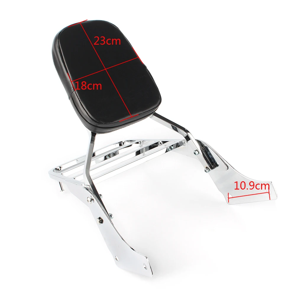 Motorcycle Chrome Backrest Sissy Bar Back Rest w/ Luggage Rack Pad For Honda Shadow Sabre 1100 Ace VT1100 All Years