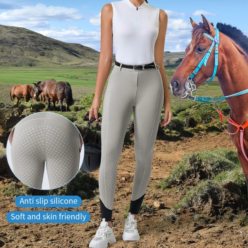 フルシートシリコングリップ乗馬パンツ　通気性抜群　快適　滑り止め　タイトフィット　ハイウエストストレッチ乗馬ズボン