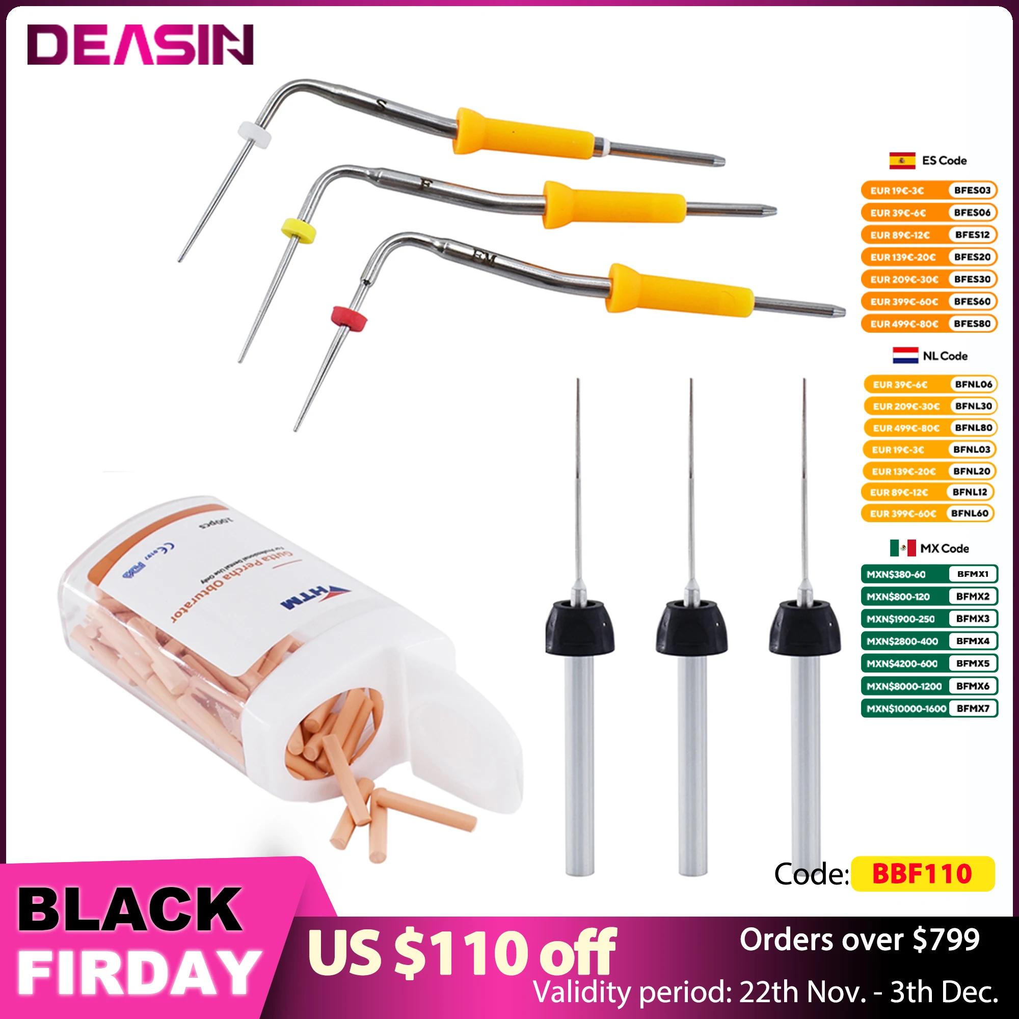 Dental Hot Melt Filling Gun Pen Spare Accessories Needles Heat Plunger Gun Needle Gutta Percha Bars Dentist Spare Parts