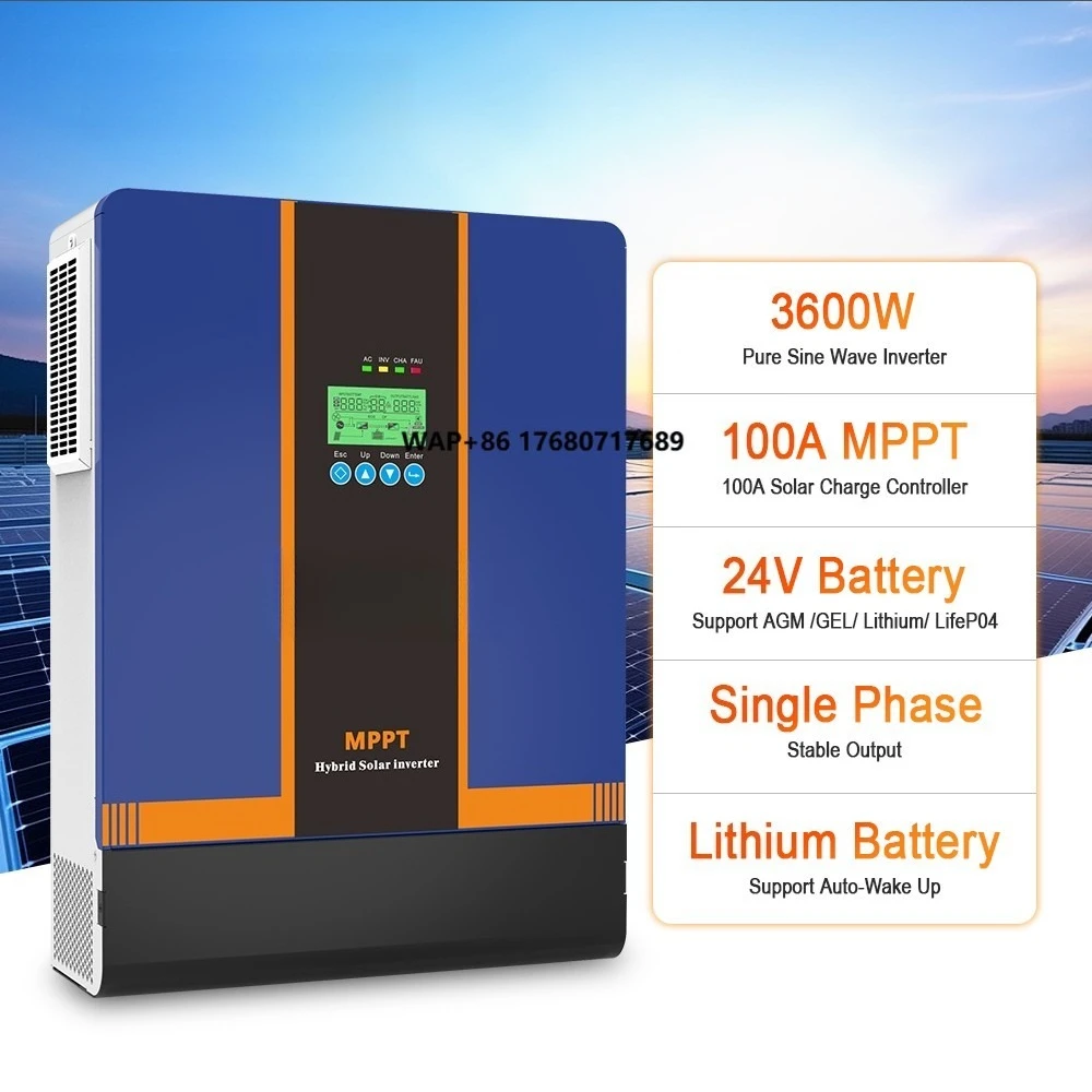 

Hybrid Solar Inverter Built Mppt Controller High Frequency 3.6 kw Hybrid Solar Inverter 24v 220v 3600w Power Inverters