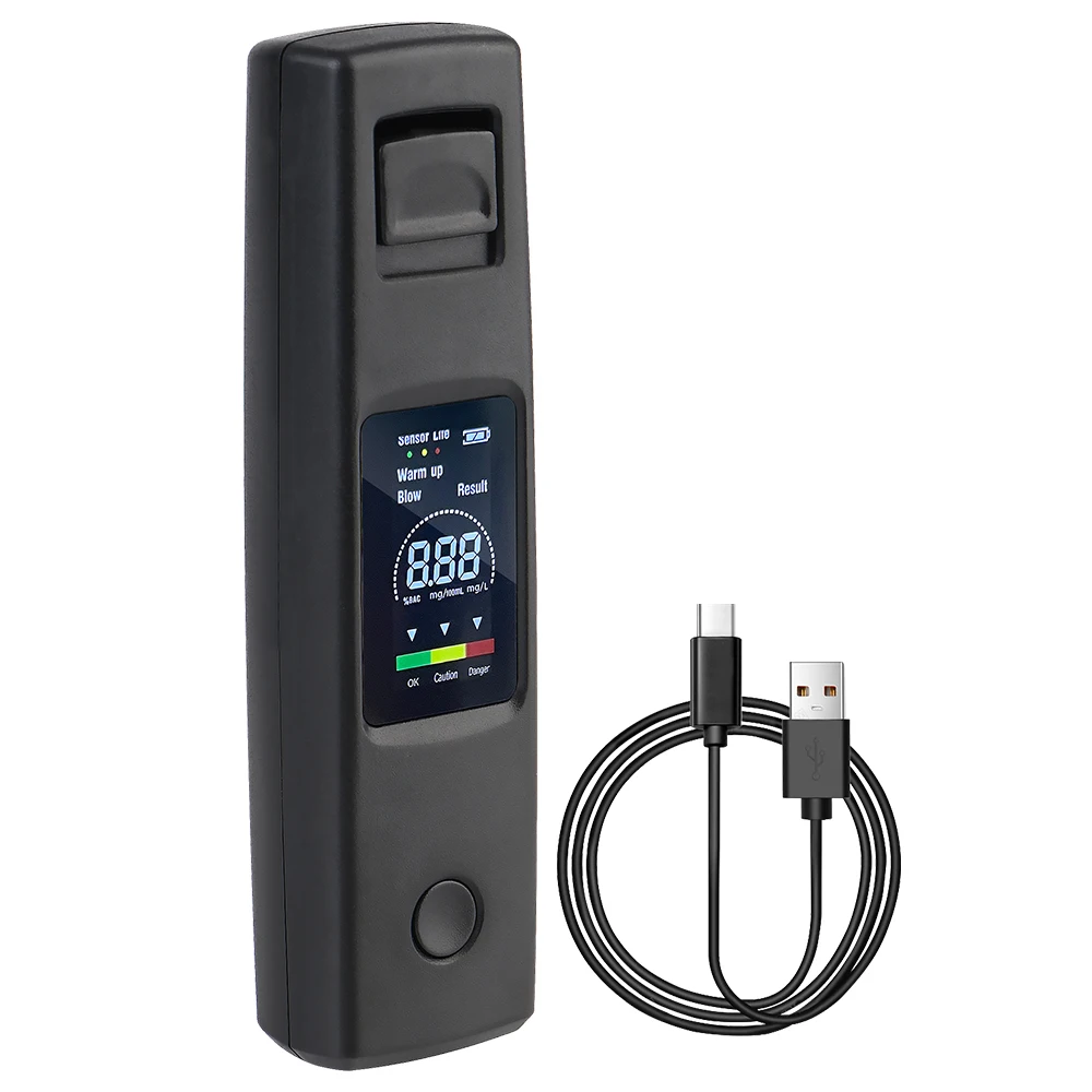 Portable Breath Tester Alcohol Tester Alcohol Detector Non-Contact Breathalyzer Alcotester Type-C Charging Digital LCD Display