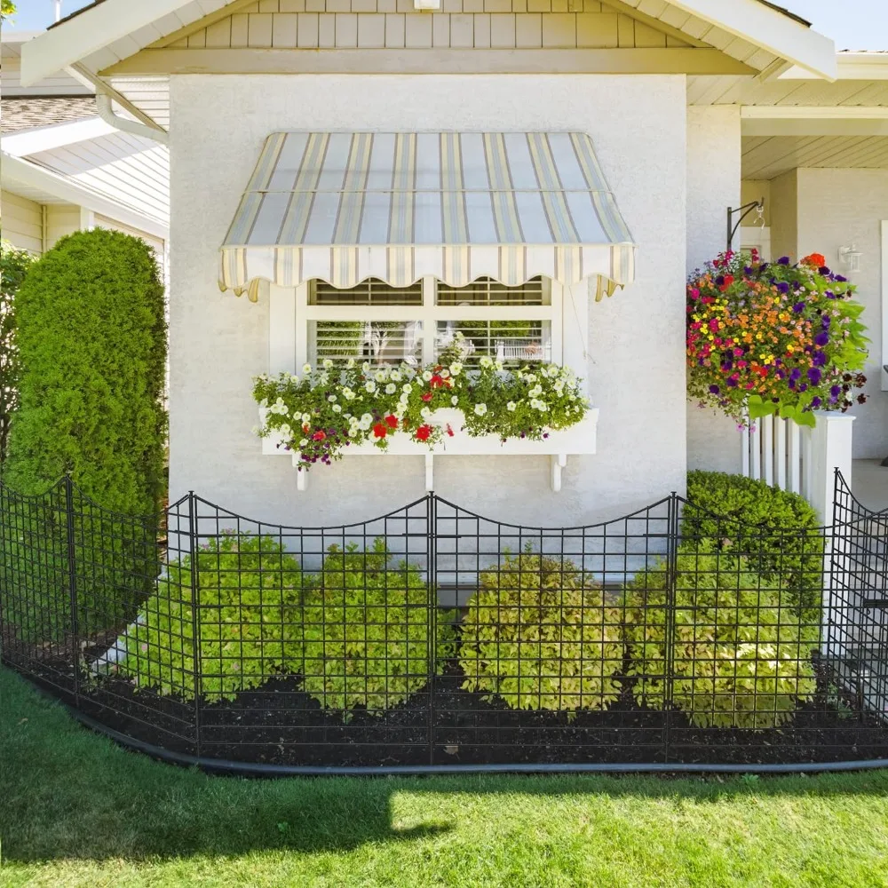 

Metal Decorative Garden Fence Animal Barrier No Dig Dog Fencing for Yard 4 Panels 36"(L)×39"(H)+1 Gate