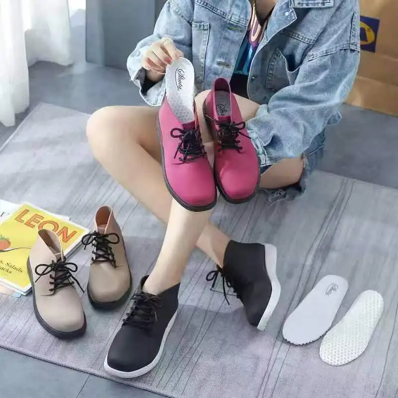 Women Fashion New Lace-up Rain Boots Short Woman Ankle PVC Rainboots Waterproof Water Shoes Wellies Boots Garden Shoes